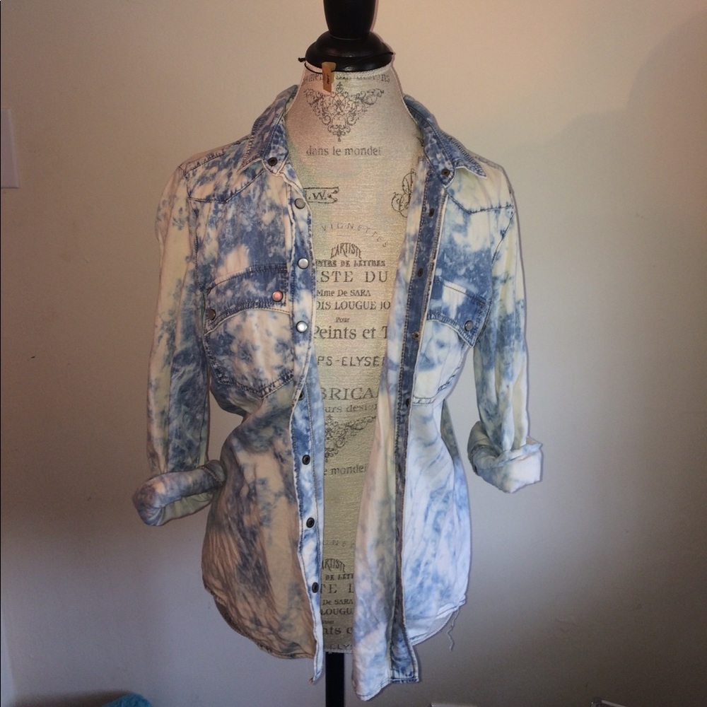 Acid wash Denim Button Down Shirt